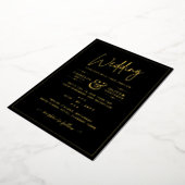 Klassieke GOLD FOIL Black Elegant Classic Weddensc Folie Uitnodiging (Gedraaid)