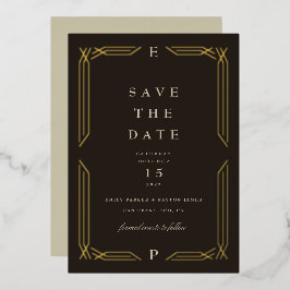 Klassieke Gold Foil Byzantine Save the Date Folie Uitnodiging