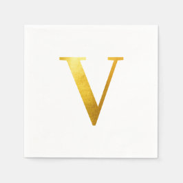 Klassieke Gold Foil Monogram V Servet