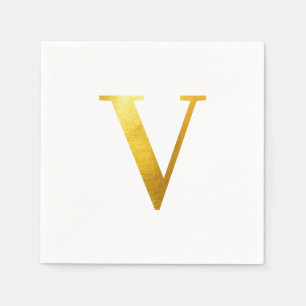 Klassieke Gold Foil Monogram V Servet