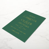 Klassieke GOLD FOIL Text Green Wedding Elegant Fol Folie Uitnodiging (Gedraaid)