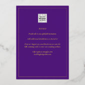Klassieke GOLD FOIL Text Paars Weddenschap Folie Uitnodiging (Achterkant)