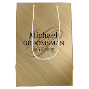 Klassieke Gold-gepersonaliseerde Groomsman Medium Cadeauzakje