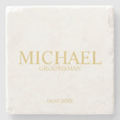 Klassieke Gold-gepersonaliseerde Groomsman Stenen Onderzetter (Voorkant)