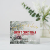 Klassieke Gold Glitter Script-kerstgroeten Briefkaart (Staand voorkant)