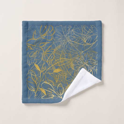 Klassieke Gold Leaf Blue Background Bad Handdoek (Wasdoekje)