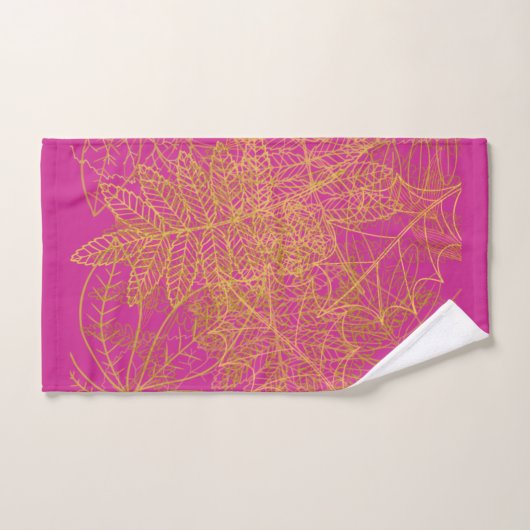 Klassieke Gold Leaf Fuchsia achtergrond Bad Handdoek (Handdoek)