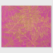 Klassieke Gold Leaf Fuchsia achtergrond Cadeaupapier (Vlak)