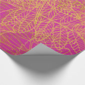 Klassieke Gold Leaf Fuchsia achtergrond Cadeaupapier (Hoek)