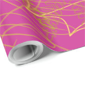 Klassieke Gold Leaf Fuchsia achtergrond Cadeaupapier (Rol Hoek)