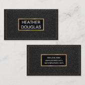 Klassieke Gold Metallic | Zwart gelooid leder Visitekaartje (Voorkant / Achterkant)