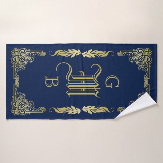 Klassieke Gold Monogram Kies uw achtergrondkleur Badhanddoek (Badhanddoek)