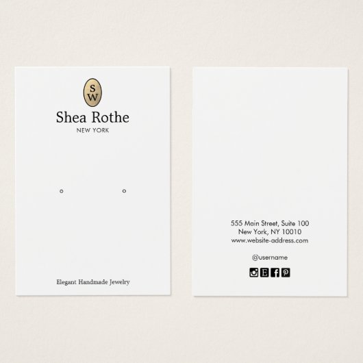 Klassieke Gold Monogram Oorsprongskaart Visitekaartje (Voorkant /achterkant)