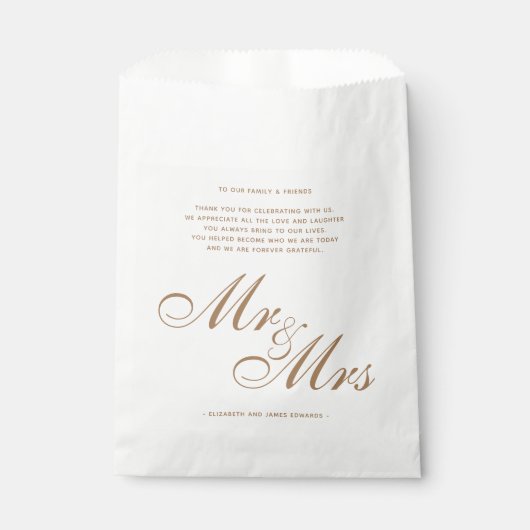 Klassieke Gold Mr en Mrs Wedding Dank u wel Bedankzakje (Voorkant)
