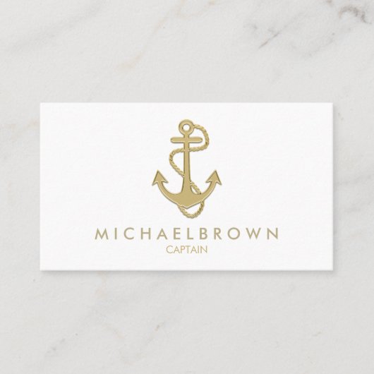 Klassieke Gold Nautical Anchor Visitekaartje (Voorkant)