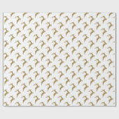 Klassieke Gold Reindeer Holiday Wrapping Paper Cadeaupapier (Vlak)