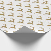 Klassieke Gold Reindeer Holiday Wrapping Paper Cadeaupapier (Hoek)