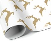 Klassieke Gold Reindeer Holiday Wrapping Paper Cadeaupapier (Rol Hoek)