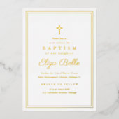 Klassieke Gold Religious Baptism & Christening Folie Uitnodiging (Voorkant)