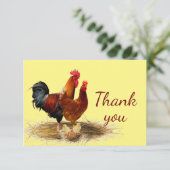Klassieke Gold Rooster Chicken Boerderij Hartelijk Bedankkaart (Staand voorkant)