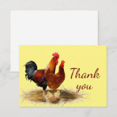 Klassieke Gold Rooster Chicken Boerderij Hartelijk Bedankkaart (Voorkant / Achterkant)