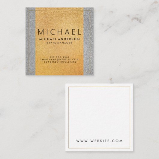 Klassieke Gold Silver/Glamor Glitter Vierkante Visitekaartje (Voorkant / Achterkant)