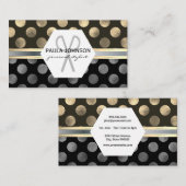 Klassieke Gold Silver Polka Dots Visitekaartje (Voorkant / Achterkant)