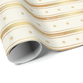 Klassieke Gold Stars en Stripes Kerstmis Cadeaupapier (Rol Hoek)
