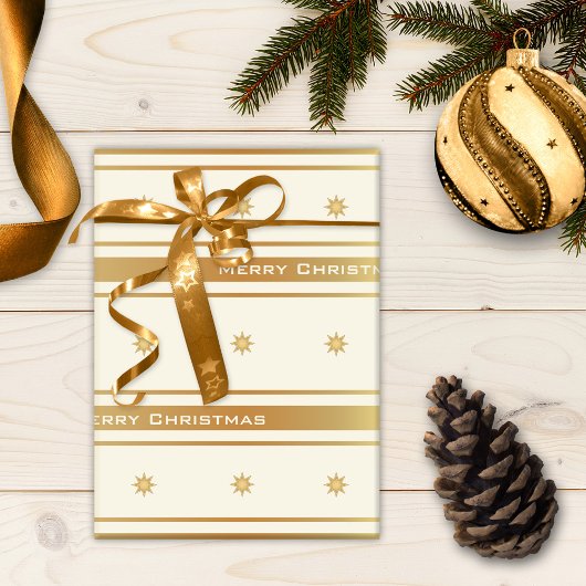 Klassieke Gold Stars en Stripes Kerstmis Cadeaupapier