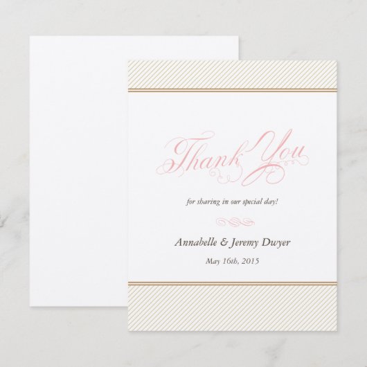 Klassieke Gold Stripes Hartelijk dank Bedankkaart (Voorkant / Achterkant)
