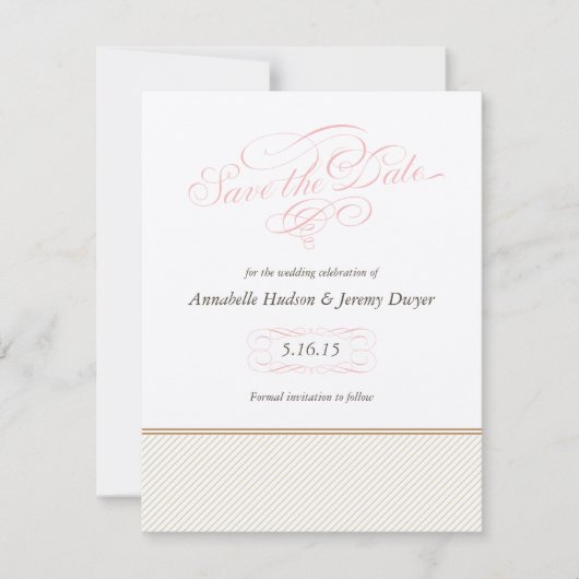 Klassieke Gold Stripes Sla de datumkaart op Save The Date (Voorkant)