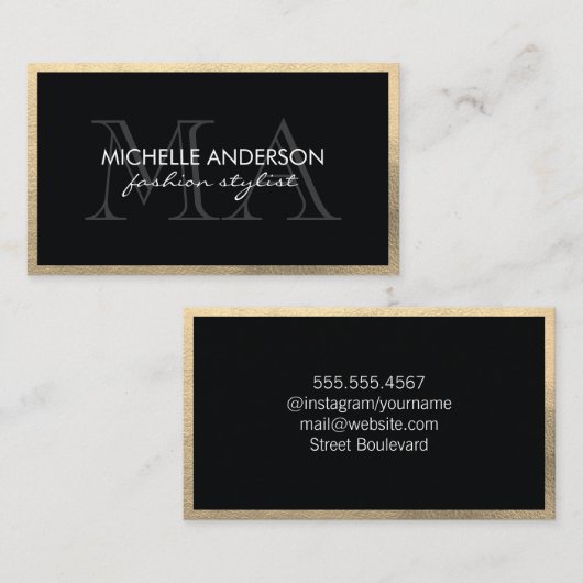 Klassieke Gold Trim met monogram Visitekaartje (Voorkant / Achterkant)