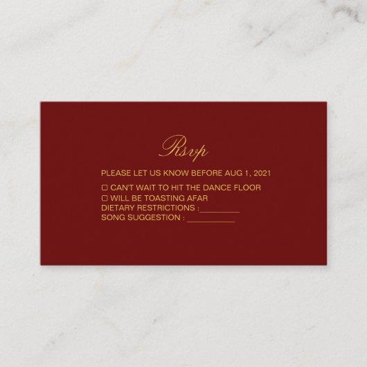  Klassieke Gold Wedding RSVP-kaart Informatiekaartje (Voorkant)