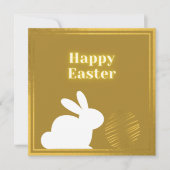 Klassieke Gold White Bunny Easter Kaart (Voorkant)