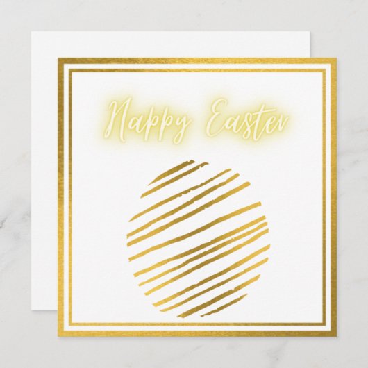 Klassieke Gold White Egg Easter Kaart (Voorkant / Achterkant)
