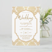 Klassieke Gold White  Elegant Wedding Kaart (Staand voorkant)