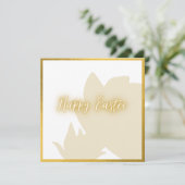 Klassieke Gold White Floral Easter Kaart (Staand voorkant)
