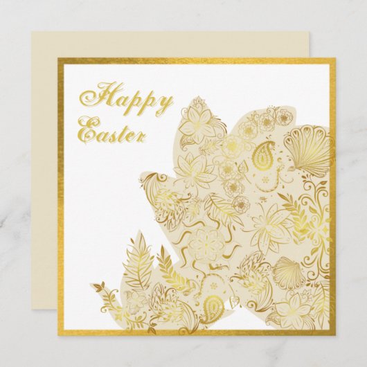 Klassieke Gold White Floral Easter Kaart (Voorkant / Achterkant)