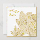 Klassieke Gold White Floral Easter Kaart (Voorkant)