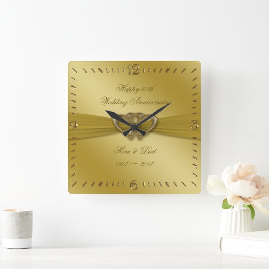 Klassieke Golden 50th Wedding Jubileum Wall klok (Huis)