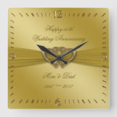 Klassieke Golden 50th Wedding Jubileum Wall klok (Voorkant)