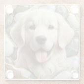 Klassieke Golden Retriever Marble Harmony Glazen Onderzetter (Achterkant)