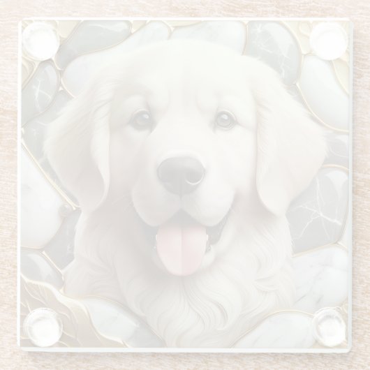 Klassieke Golden Retriever Marble Harmony Glazen Onderzetter (Achterkant)