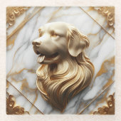Klassieke Golden Retriever Marmeren esthetiek Glazen Onderzetter (Voorkant)