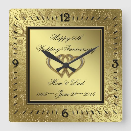 Klassieke Golden Weddenschap Jubileum Wall klok (Voorkant)