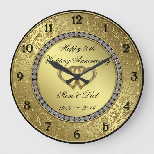 Klassieke Golden Weddenschap Jubileum Wall klok (Voorkant)