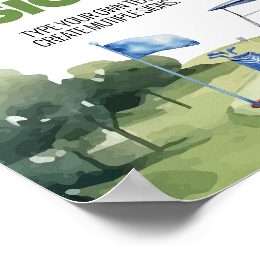 Klassieke Golf Boy Verjaardagsfeesttafel Teken Poster (Hoek)