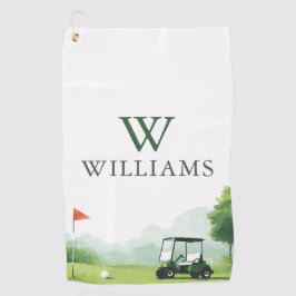 Klassieke Golf Buggy Aangepaste Naam Monogram Golfhanddoek