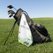 Klassieke Golf Buggy Aangepaste Naam Monogram Golfhanddoek (Groen)