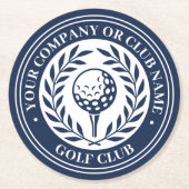 Klassieke Golf Gepersonaliseerde Naam Set Donkerbl Ronde Kartonnen Onderzetter (Voorkant)